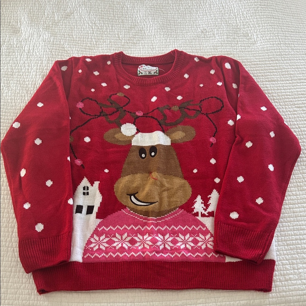 Red Reindeer Christmas Sweater